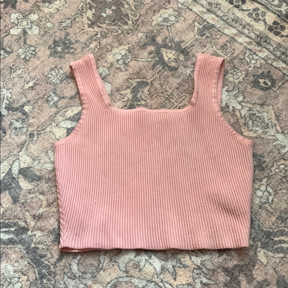 Peach Ribbed Cropped Tank
